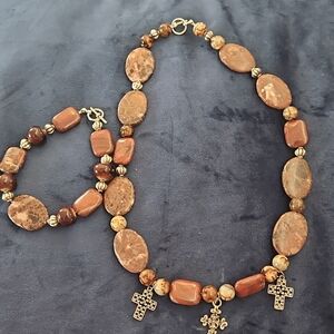 Necklace and bracelet Handmade Cross Silver